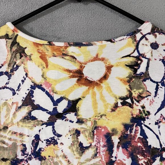 Chicos Blouse Floral Fall Top Gold Orange Purple Womens XL V-neck - Picture 8 of 8